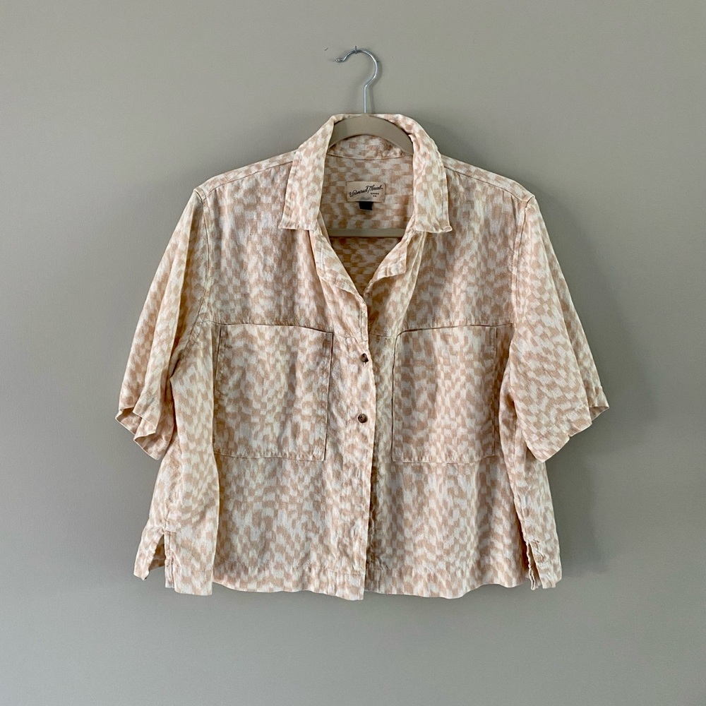 Universal Thread Pattern Cropped Button Down